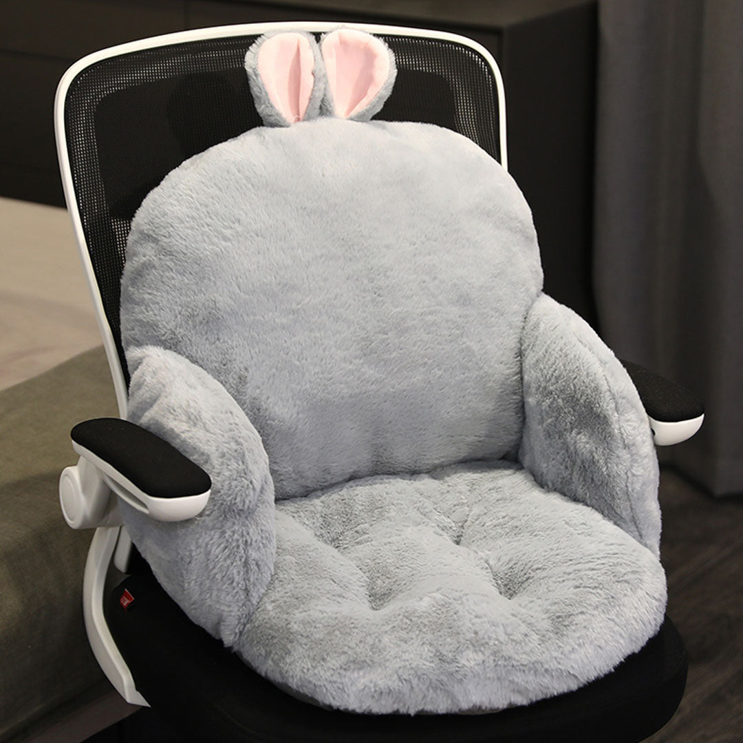 SOGA 2X Gray Bunny Shape Cushion Soft Leaning Bedside Pad Sedentary Plushie Pillow Home Decor-Chair & Sofa Cushions-PEROZ Accessories
