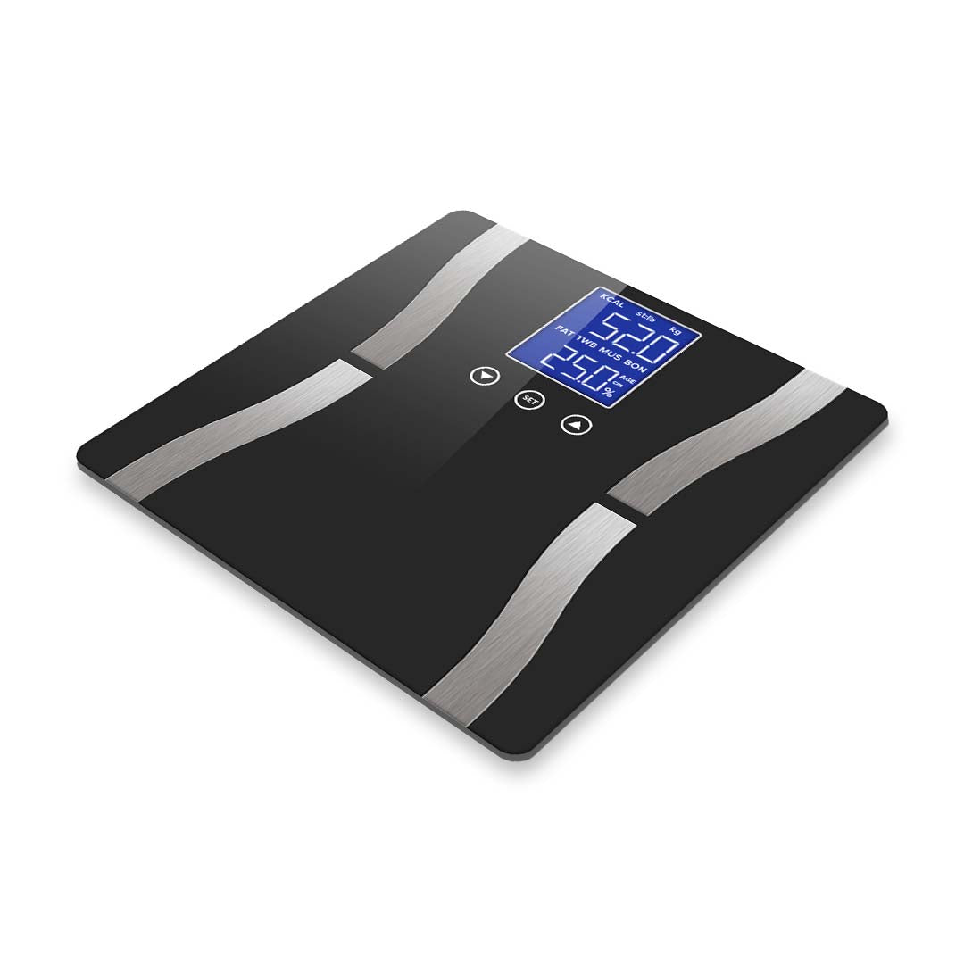 SOGA 2X Glass LCD Digital Body Fat Scale Bathroom Electronic Gym Water Weighing Scales Black Blue-Body Weight Scales-PEROZ Accessories