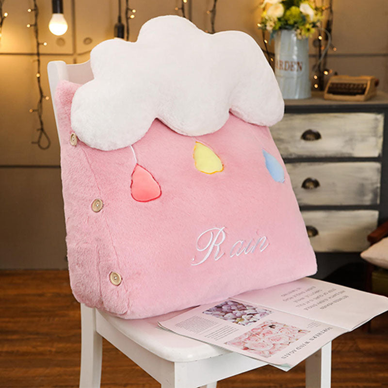SOGA 2X Pink Cute Cloud Cushion Soft Leaning Lumbar Wedge Pillow Bedside Plush Home Decor-Chair & Sofa Cushions-PEROZ Accessories