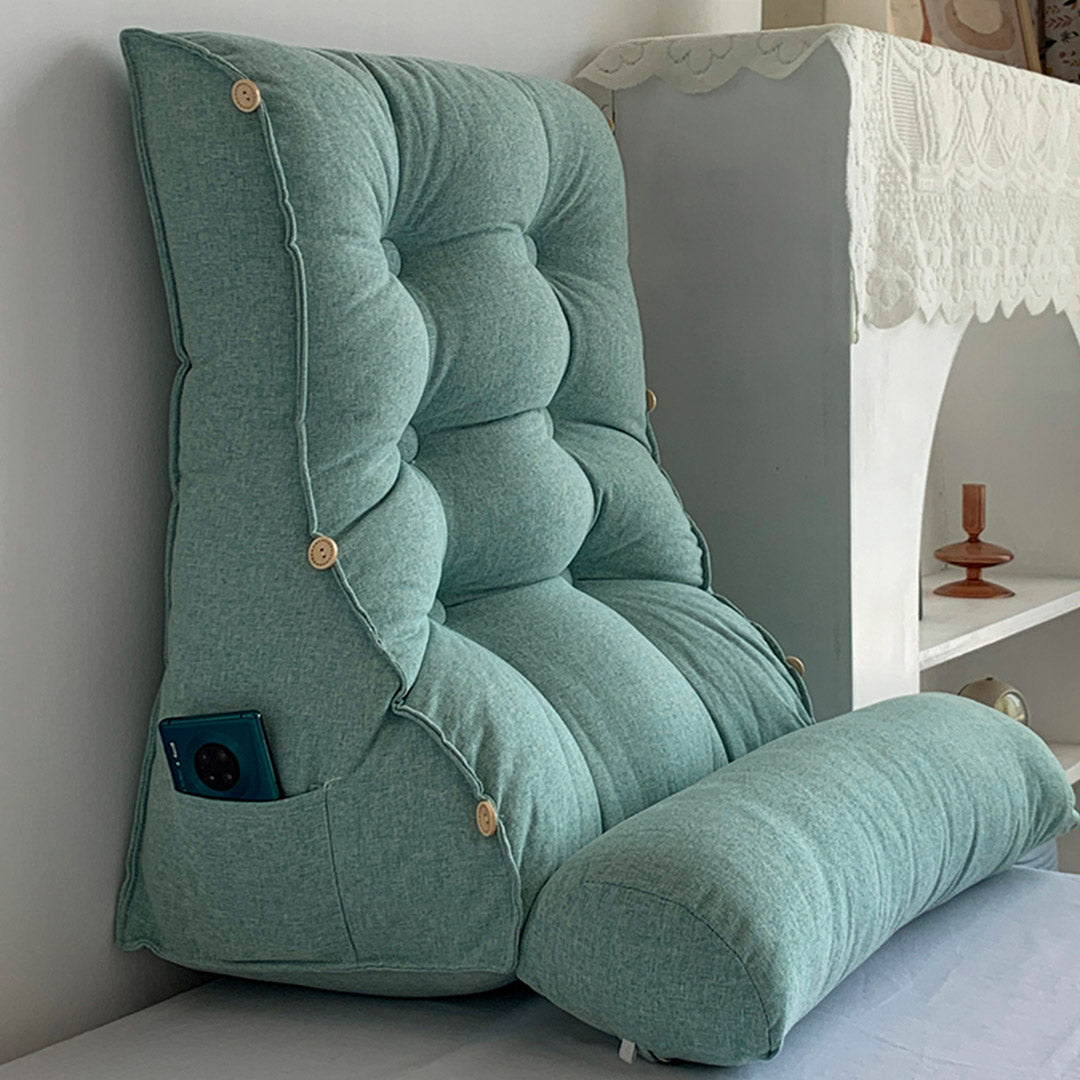 SOGA 60cm Green Triangular Wedge Lumbar Pillow Headboard Backrest Sofa Bed Cushion Home Decor-Headboard Pillow-PEROZ Accessories