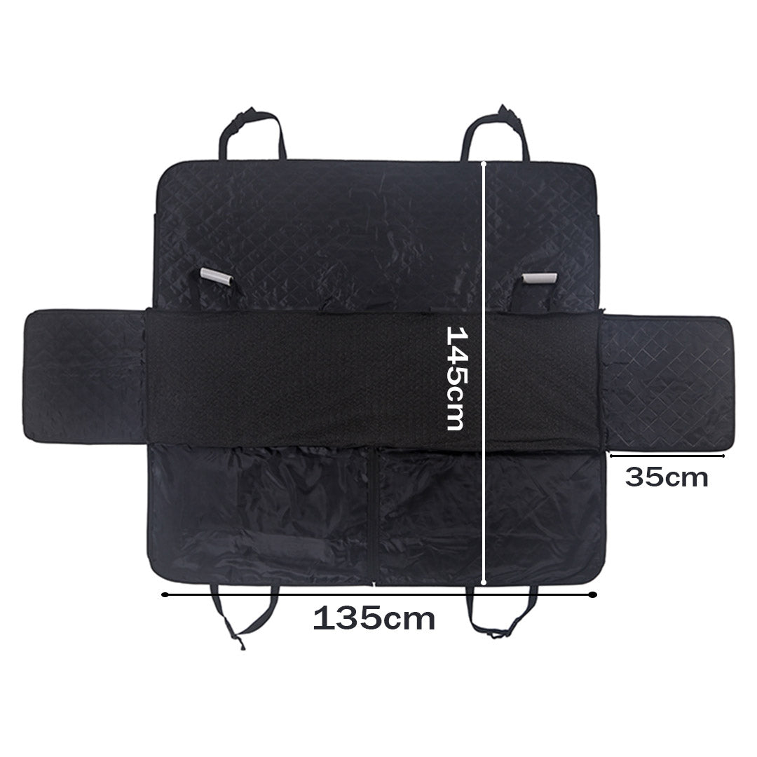 SOGA 2X 600D Oxford Cloth Waterproof Dog Car Cover Back Seat Protector Hammock Non Slip Pet Mat Black-Pet Carriers & Travel Products-PEROZ Accessories