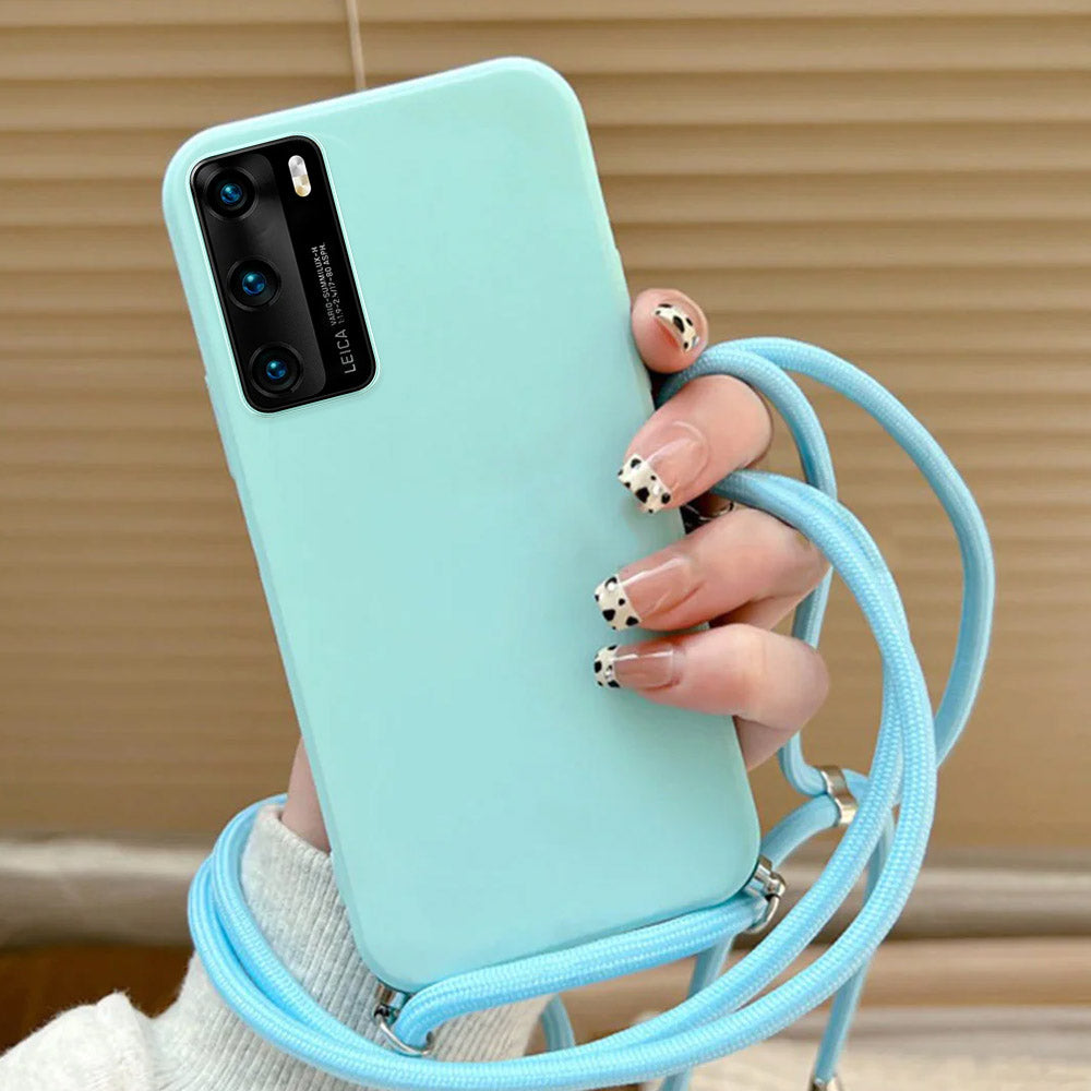 Anymob Huawei Phone Case Mint Green Necklace Lanyard Crossbody Cord Rope Silicone-Mobile Phone Cases-PEROZ Accessories