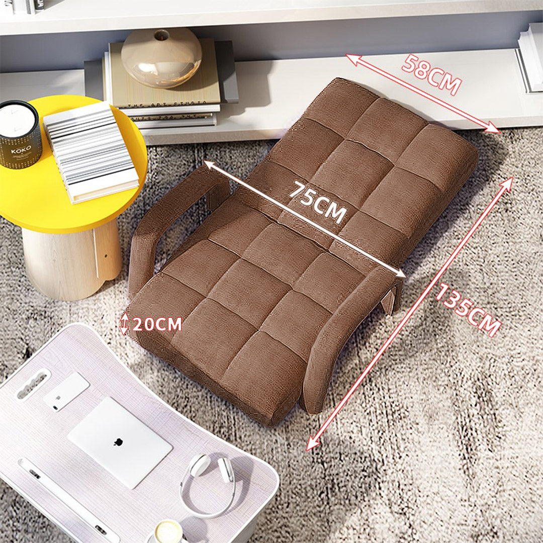 SOGA Foldable Lounge Cushion Adjustable Floor Lazy Recliner Chair with Armrest Coffee-PEROZ Accessories