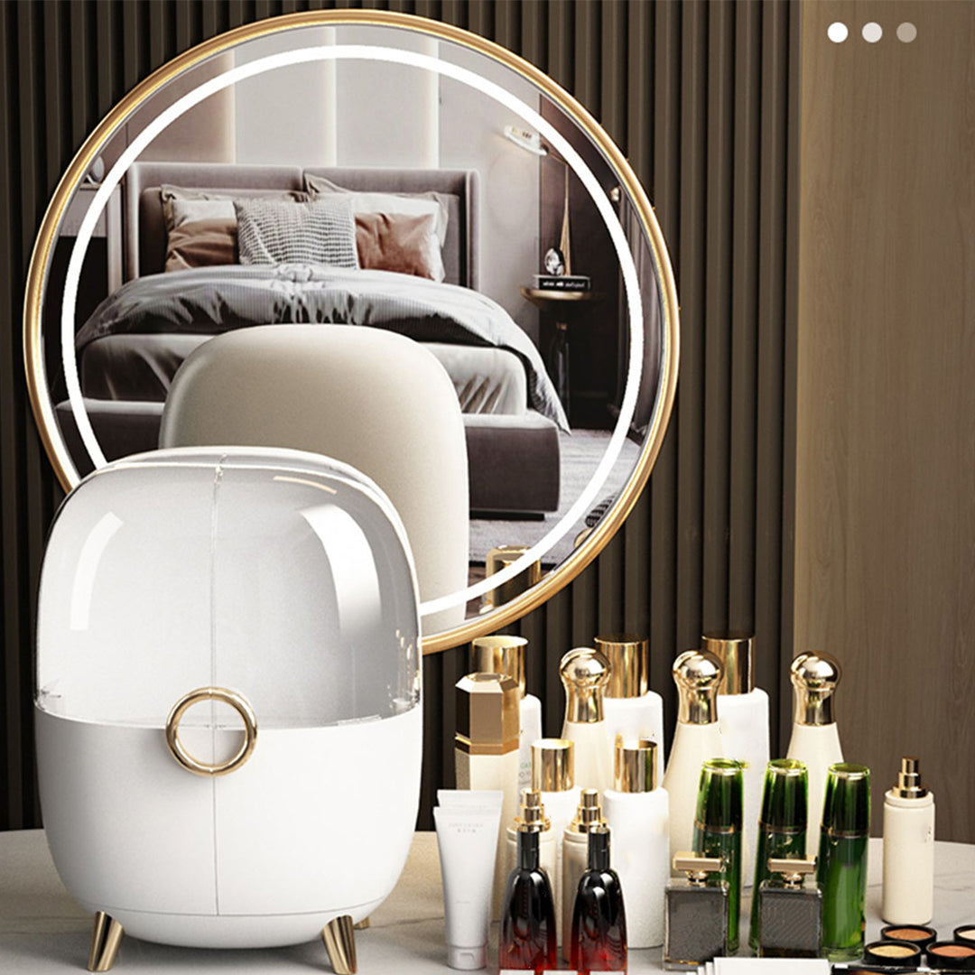 SOGA White Transparent Countertop Makeup Organiser Cosmetic Storage Waterproof Dustproof Bathroom Skincare Holder with Lid-Makeup Organisers-PEROZ Accessories