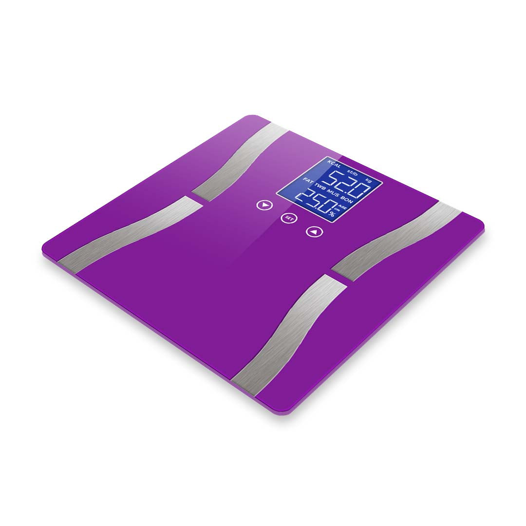 SOGA Glass LCD Digital Body Fat Scale Bathroom Electronic Gym Water Weighing Scales Purple-Body Weight Scales-PEROZ Accessories