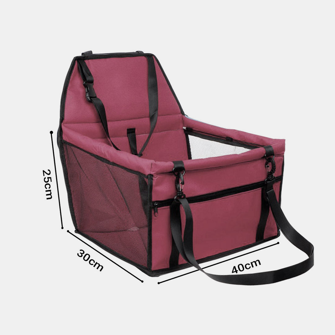 SOGA 2X Waterproof Pet Booster Car Seat Breathable Mesh Safety Travel Portable Dog Carrier Bag - Red-PEROZ Accessories