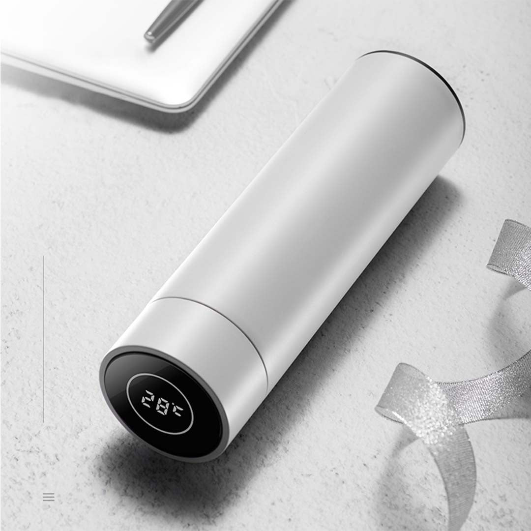 SOGA 2X 500ML Stainless Steel Smart LCD Thermometer Display Bottle Vacuum Flask Thermos White-Smart Bottles-PEROZ Accessories