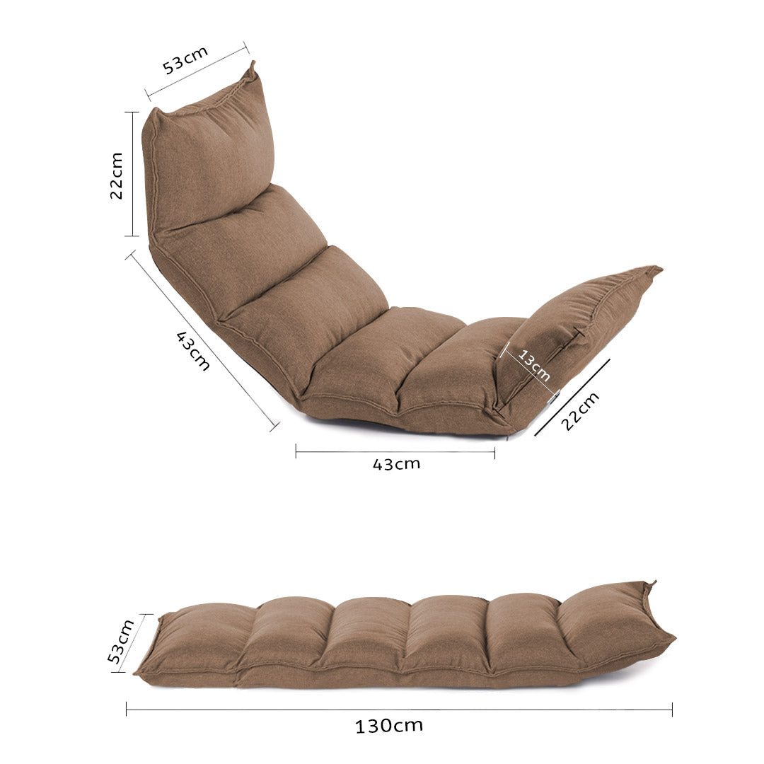 SOGA Foldable Tatami Floor Sofa Bed Meditation Lounge Chair Recliner Lazy Couch Khaki-Recliner Chair-PEROZ Accessories