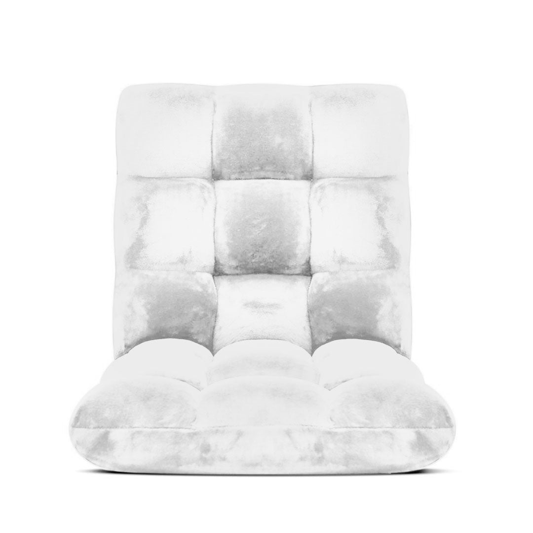 SOGA Floor Recliner Folding Lounge Sofa Futon Couch Folding Chair Cushion White-Recliner Chair-PEROZ Accessories
