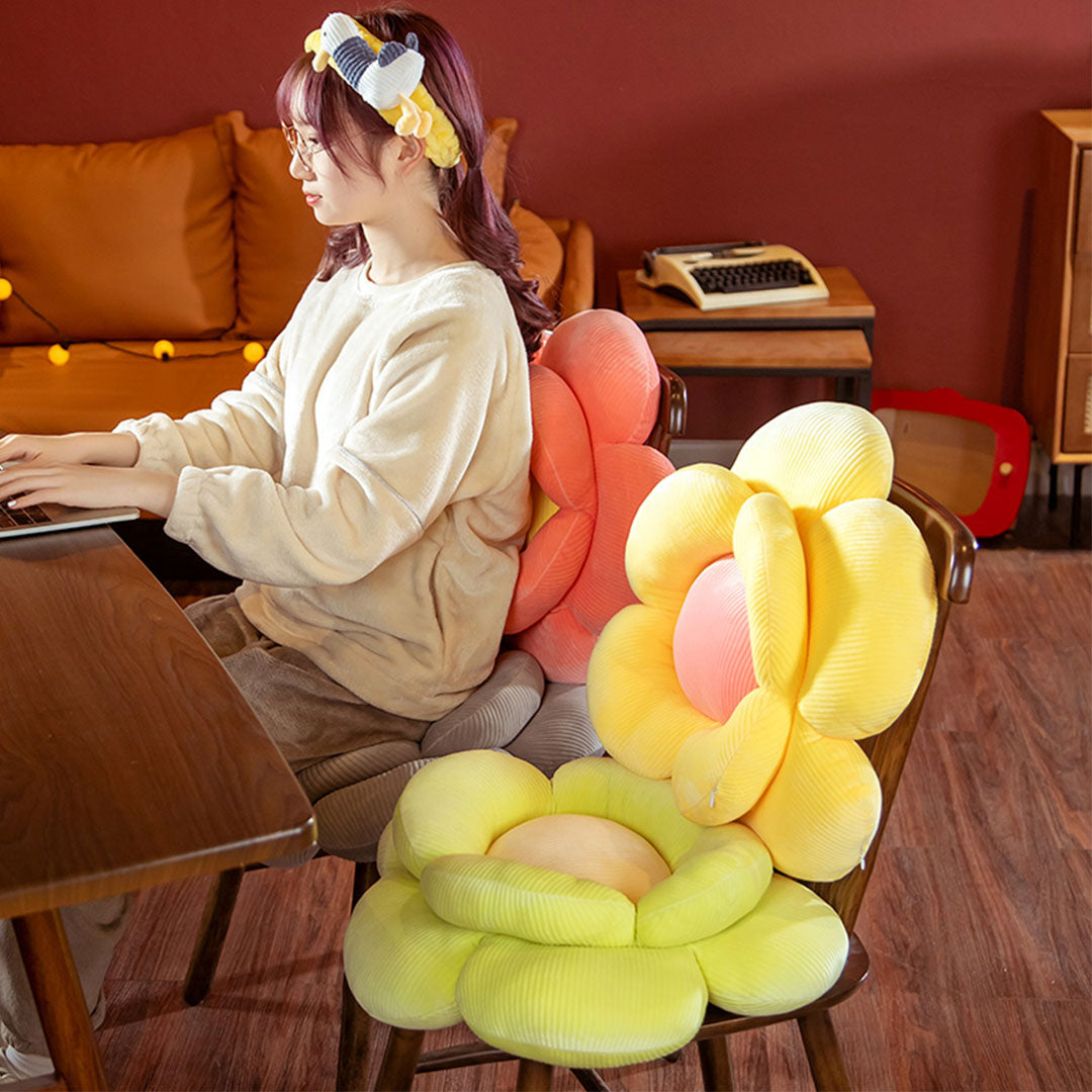 SOGA Green Double Flower Shape Cushion Soft Bedside Floor Plush Pillow Home Decor-Chair & Sofa Cushions-PEROZ Accessories