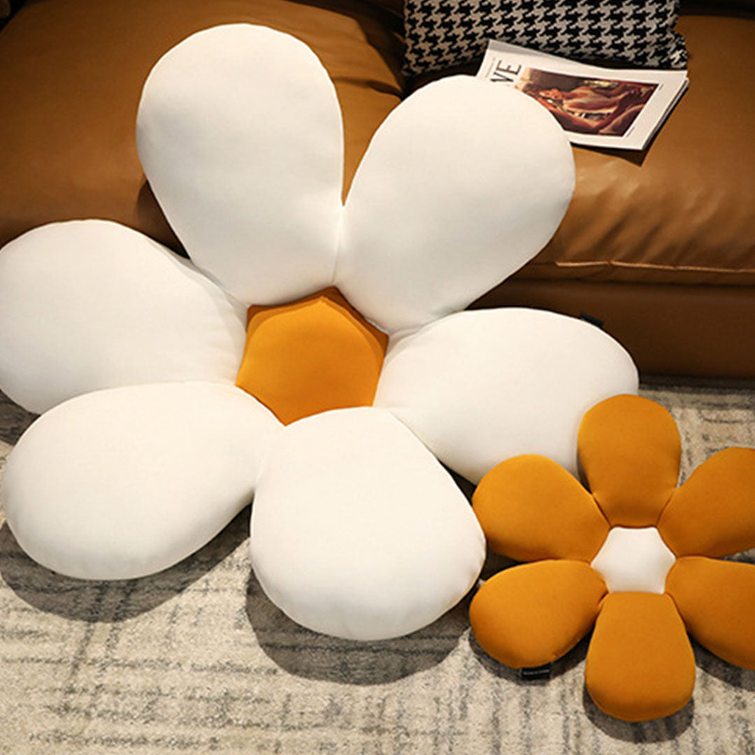 SOGA 2X White Daisy Flower Shape Cushion Soft Leaning Bedside Pad Floor Plush Pillow Home Decor-Chair & Sofa Cushions-PEROZ Accessories