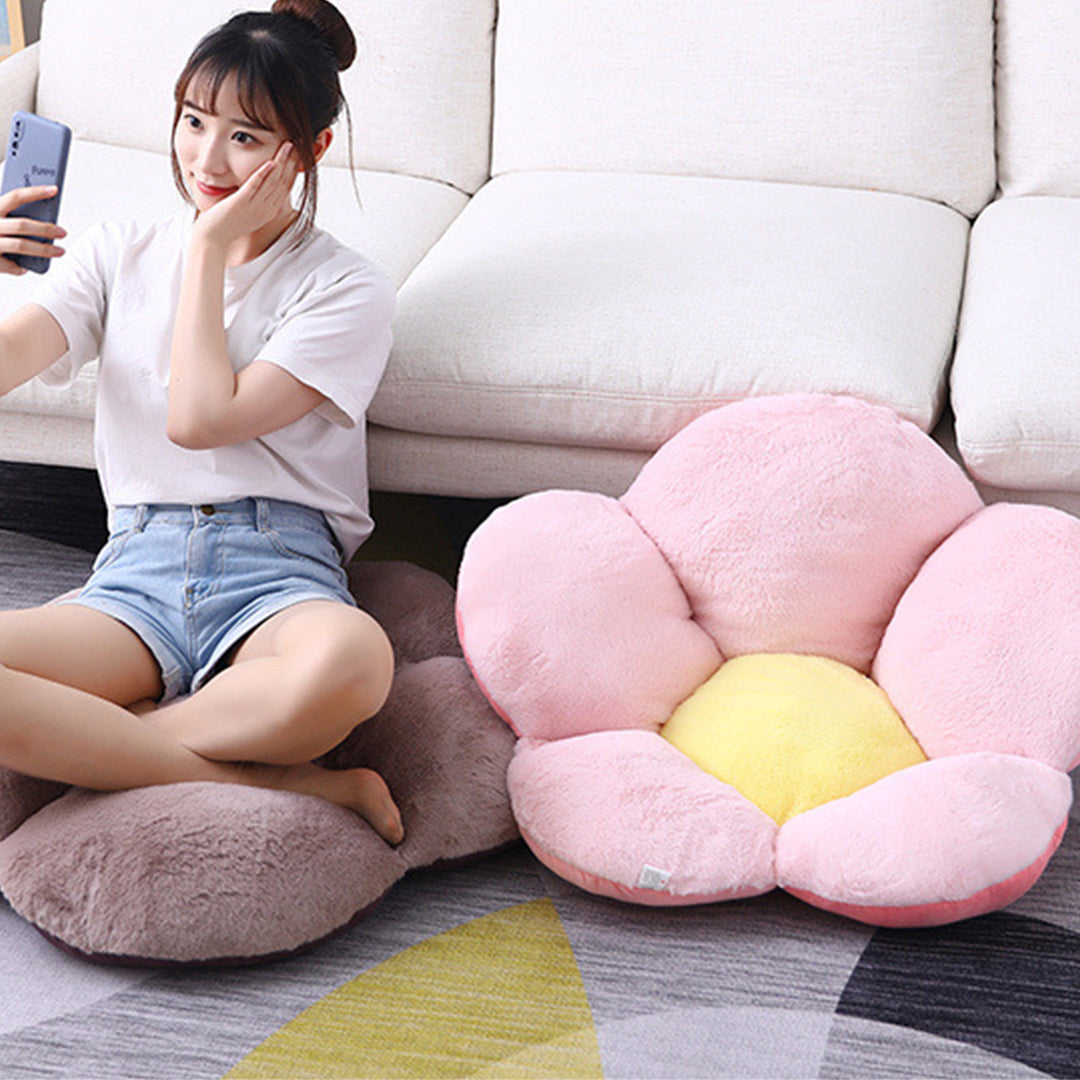 SOGA Pink Whimsical Big Flower Shape Cushion Soft Leaning Bedside Pad Floor Plush Pillow Home Decor-Chair & Sofa Cushions-PEROZ Accessories