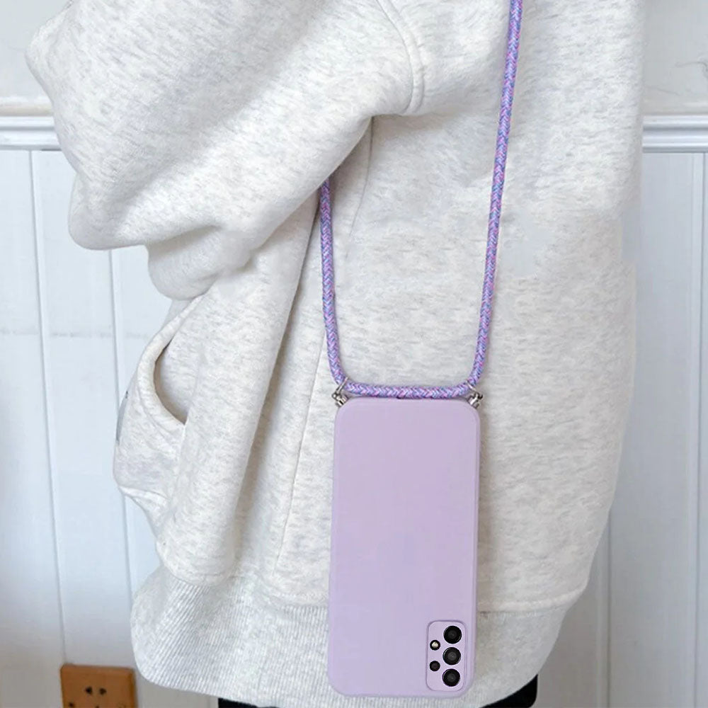 Anymob Samsung Galaxy Phone Case Lavender Crossbody Lanyard- A10 51 71 22 32 325F 326B 24 52 52S 72 10S 20S 30S 21S 13 33 53 73-Mobile Phone Cases-PEROZ Accessories