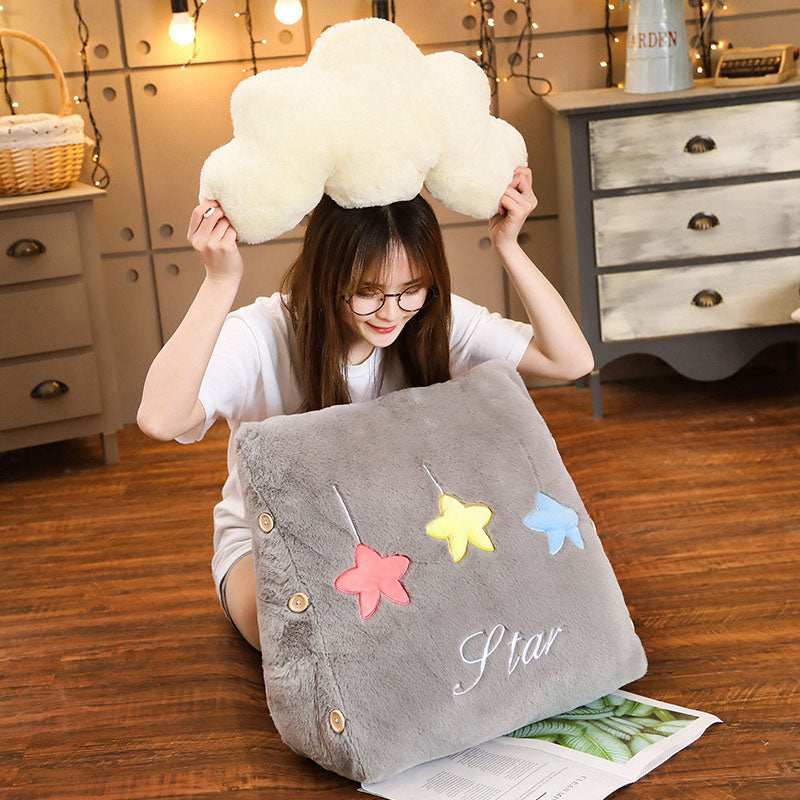 SOGA 2X Grey Cute Cloud Cushion Soft Leaning Lumbar Wedge Pillow Bedside Plush Home Decor-Chair & Sofa Cushions-PEROZ Accessories