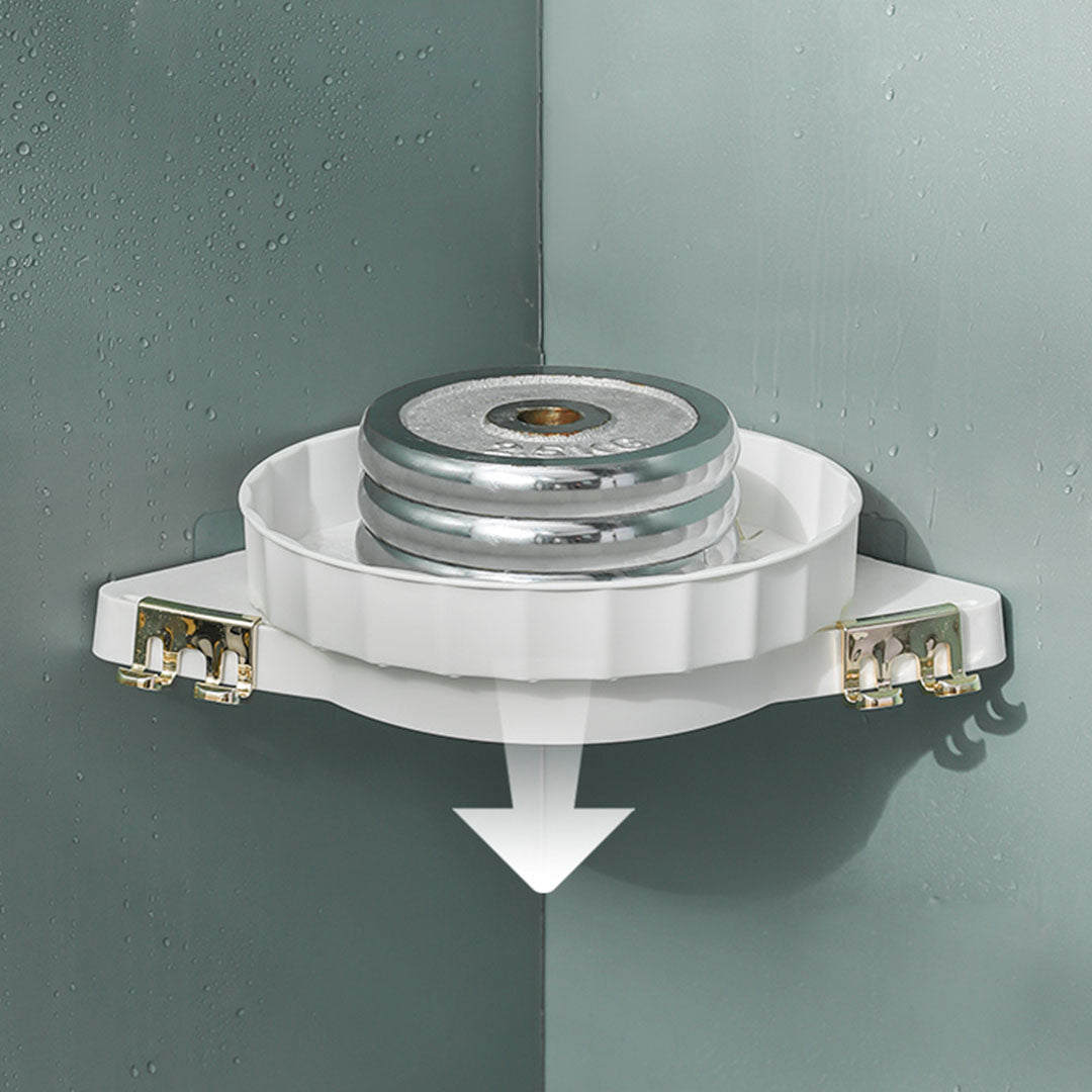 SOGA White 360 Degree Wall Mounted Rotating Bathroom Organiser Corner Vanity Rack Toilet Adhesive Storage Shelf-Bathroom Storage-PEROZ Accessories