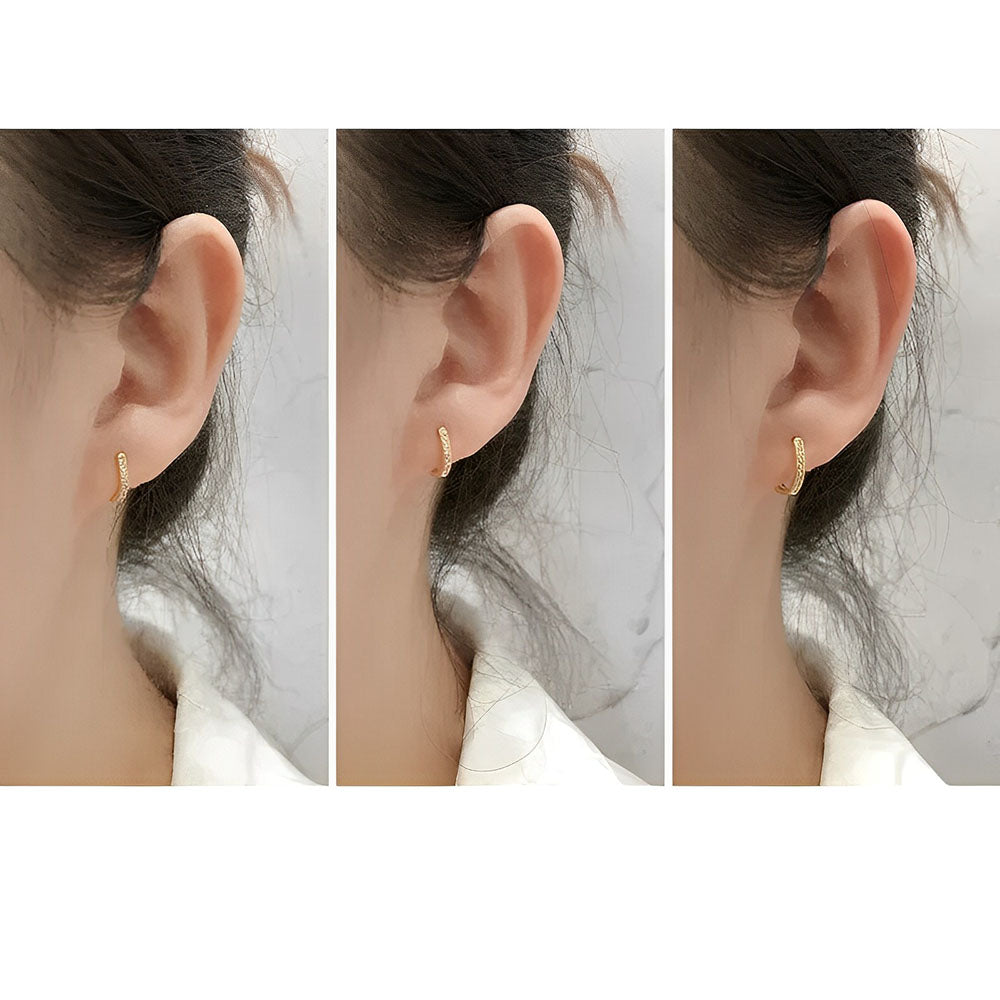 Anyco Hoop Earrings Simple Punk Pave CZ Zircon Huggies Charm Sterling Silver Women Piercing Jewelry Accessories 8mm-Earrings-PEROZ Accessories