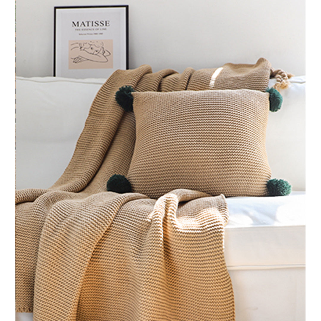 SOGA 2X Coffee Tassel Fringe Knitting Blanket Warm Cozy Woven Cover Couch Bed Sofa Home Decor-Throw Blankets-PEROZ Accessories