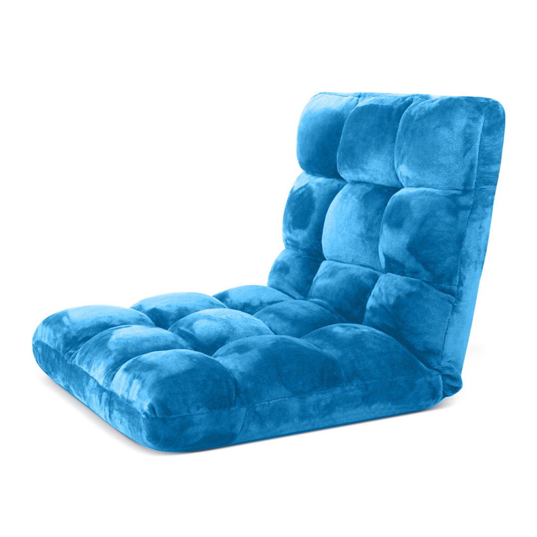 SOGA Floor Recliner Folding Lounge Sofa Futon Couch Folding Chair Cushion Blue-Recliner Chair-PEROZ Accessories