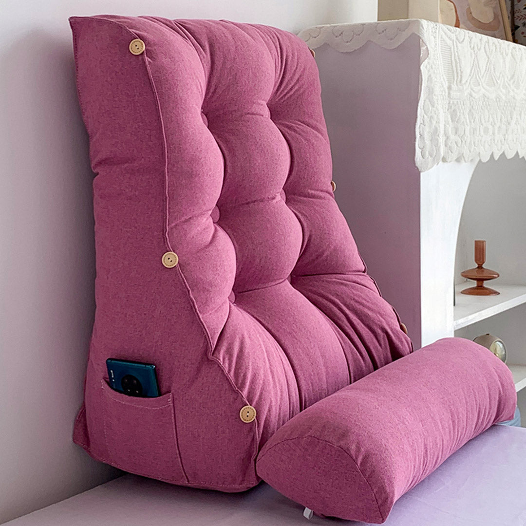 SOGA 2X 45cm Magenta Triangular Wedge Lumbar Pillow Headboard Backrest Sofa Bed Cushion Home Decor-Headboard Pillow-PEROZ Accessories