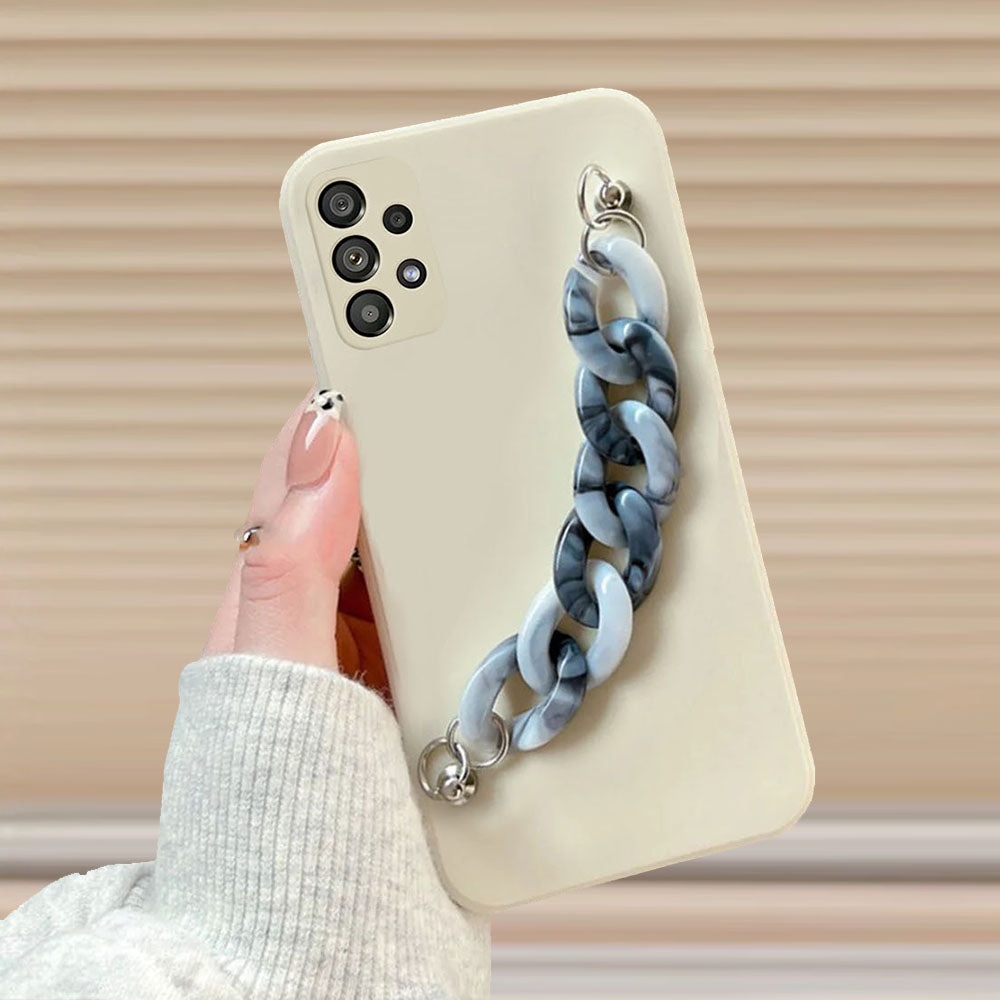 Anymob Samsung Mobile Marble Bracelet Phone Case in White Blue Case Design For S10 S20 S21 S22 Plus Ultra FE Note With Wrist Strap Silicone Cover-Mobile Phone Cases-PEROZ Accessories