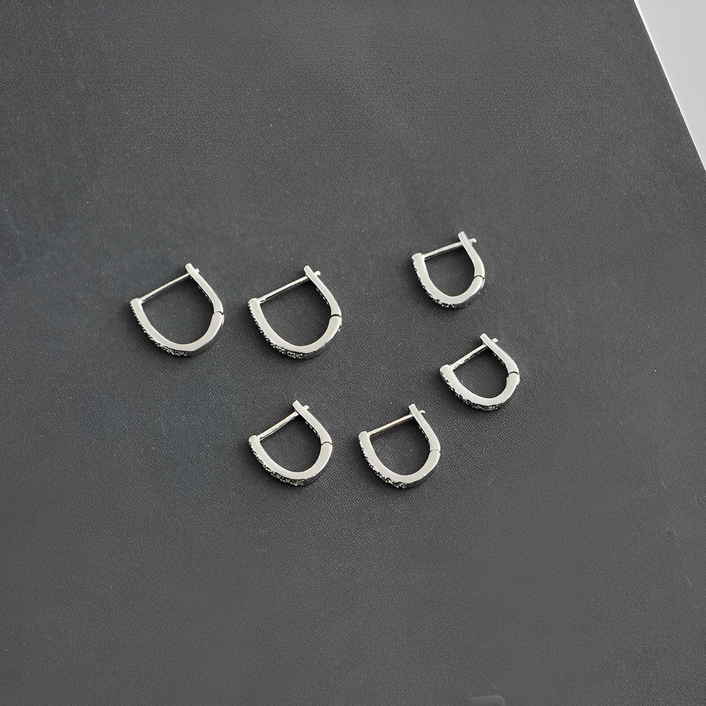 Anyco Hoop Earrings Simple Punk Pave CZ Zircon Huggies Charm Sterling Silver Women Piercing Jewelry Accessories 6mm-Earrings-PEROZ Accessories