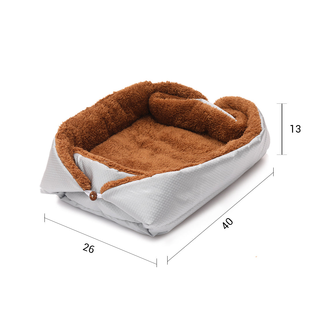 SOGA Silver Dual purpose Cushion Nest Cat Dog Bed Warm Plush Kennel Mat Pet Home Travel Essentials-Pet Carriers & Travel Products-PEROZ Accessories