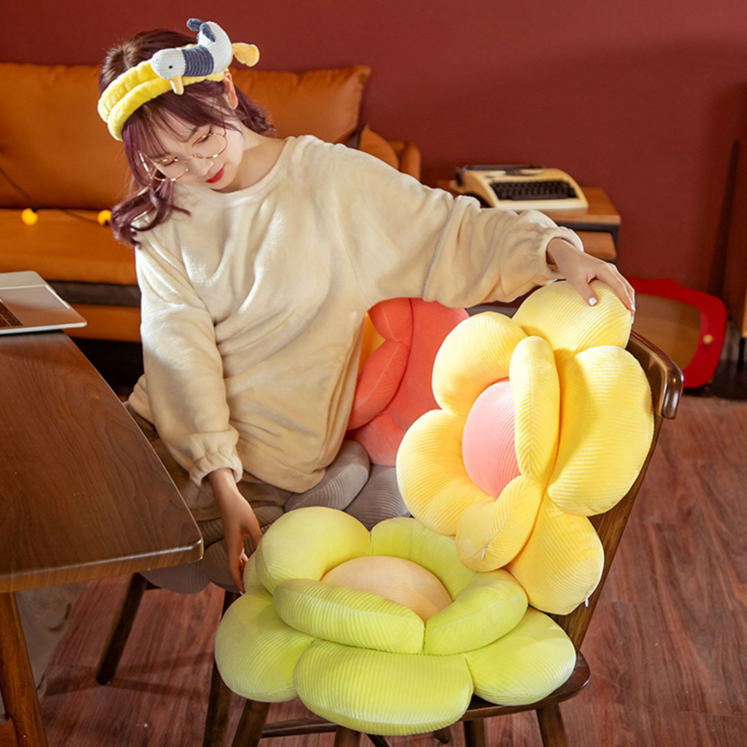 SOGA Red Double Flower Shape Cushion Soft Bedside Floor Plush Pillow Home Decor-Chair & Sofa Cushions-PEROZ Accessories