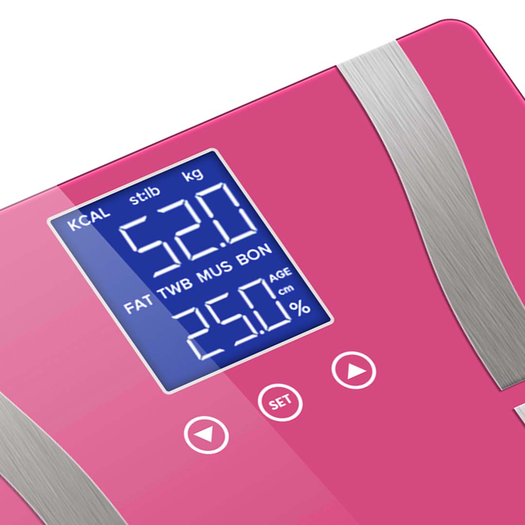 SOGA Glass LCD Digital Body Fat Scale Bathroom Electronic Gym Water Weighing Scales Pink-Body Weight Scales-PEROZ Accessories