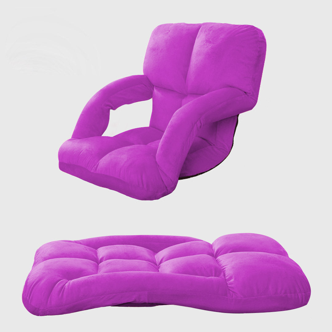 SOGA Foldable Lounge Cushion Adjustable Floor Lazy Recliner Chair with Armrest Purple-Recliner Chair-PEROZ Accessories