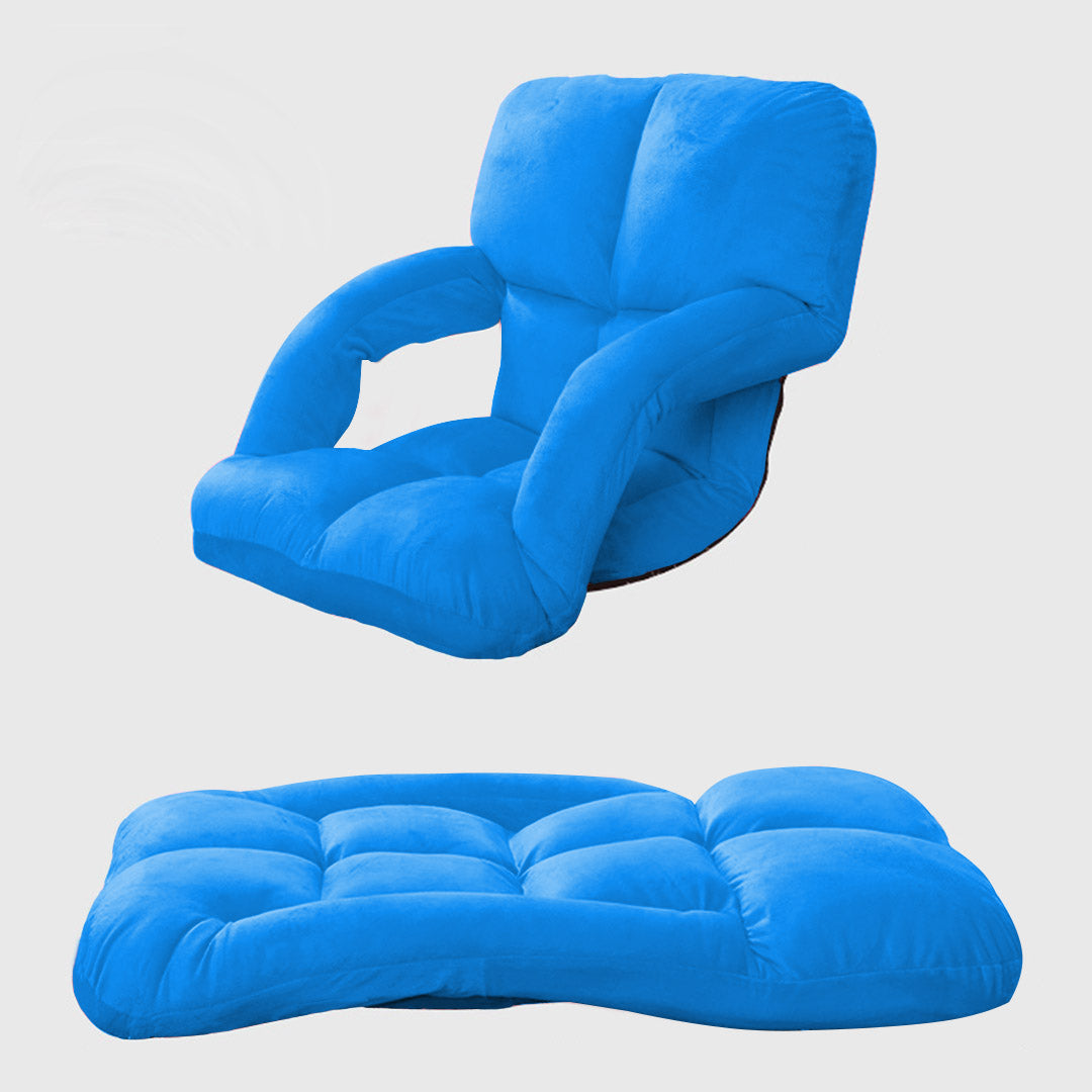 SOGA Foldable Lounge Cushion Adjustable Floor Lazy Recliner Chair with Armrest Blue-Recliner Chair-PEROZ Accessories