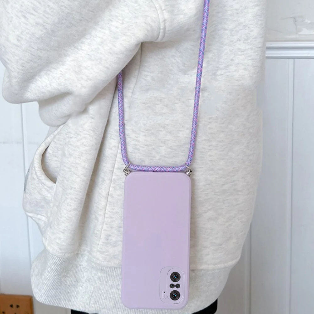 Anymob Xiaomi Phone Case Purple Crossbody Lanyard Soft Silicon For Mi 11T Pro 11 Lite Redmi Note 10 9 Pro Max 10S 9T Mi POCO X3 Compatible-Mobile Phone Cases-PEROZ Accessories