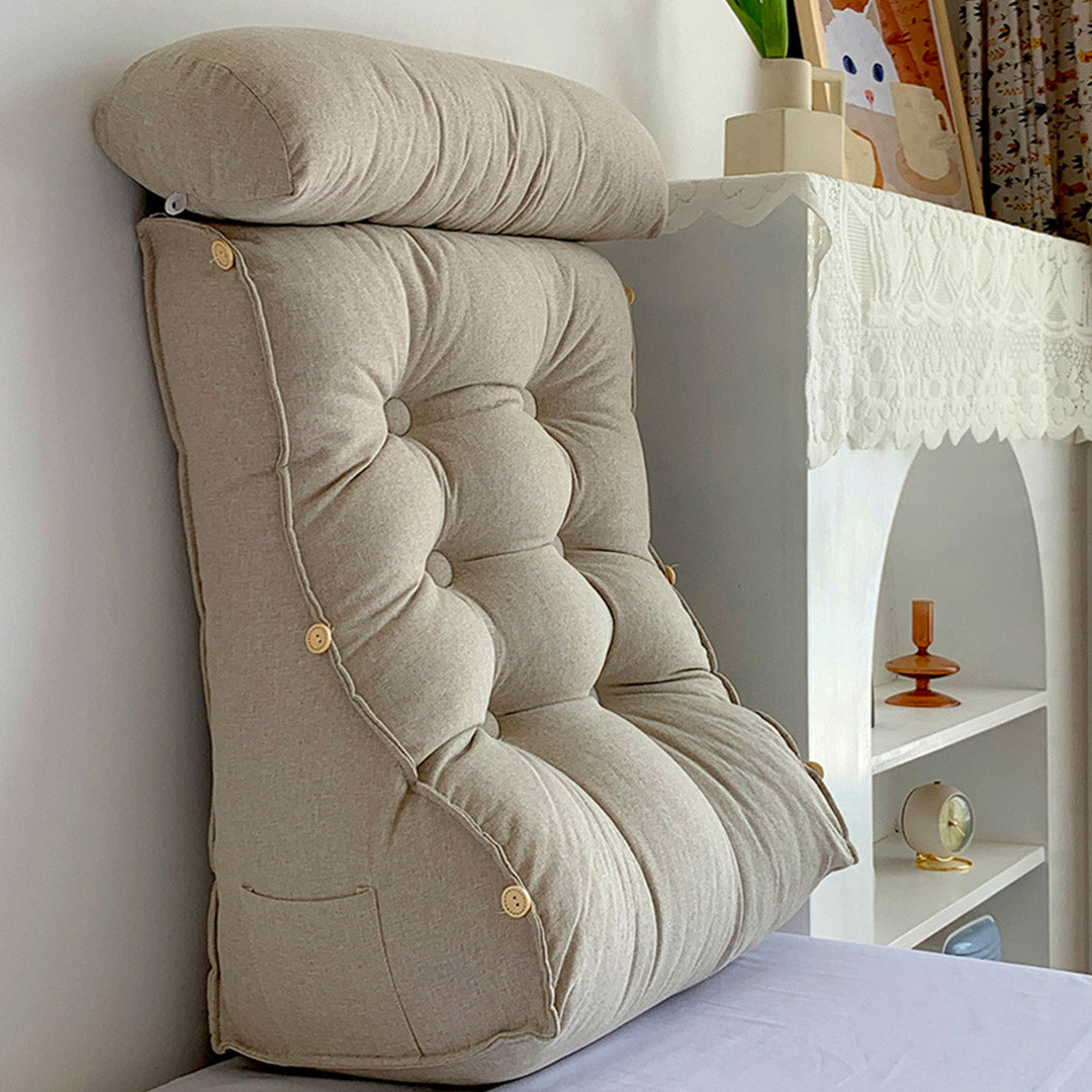 SOGA 4X 45cm White Triangular Wedge Lumbar Pillow Headboard Backrest Sofa Bed Cushion Home Decor-Headboard Pillow-PEROZ Accessories