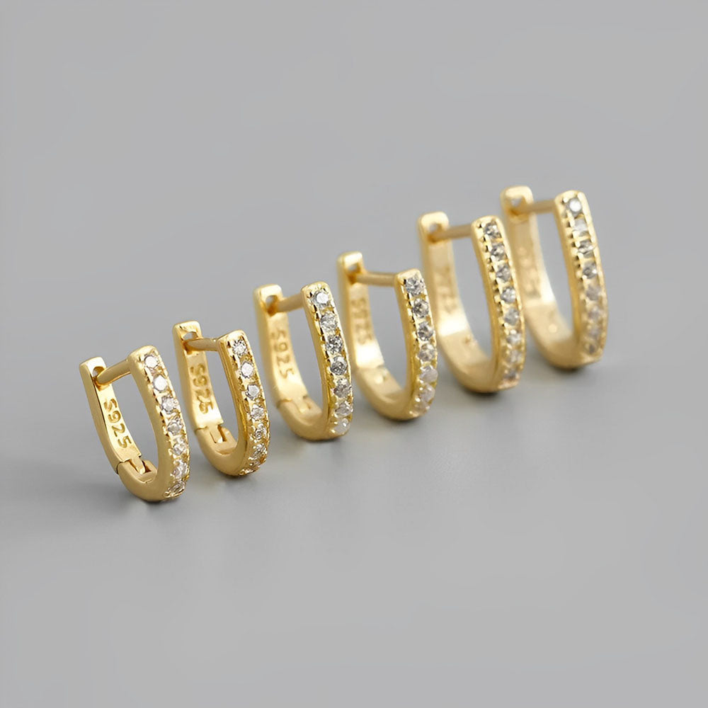 Anyco Hoop Earrings Simple Punk Pave CZ Zircon Huggies Charm Gold Women Piercing Jewelry Accessories 6mm-Earrings-PEROZ Accessories