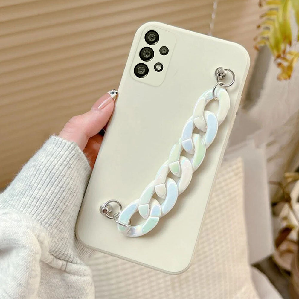 Anymob Samsung Mobile Marble Bracelet Phone Case in Plain White Case Design For S10 S20 S21 S22 Plus Ultra FE Note With Wrist Strap Silicone Cover-Mobile Phone Cases-PEROZ Accessories