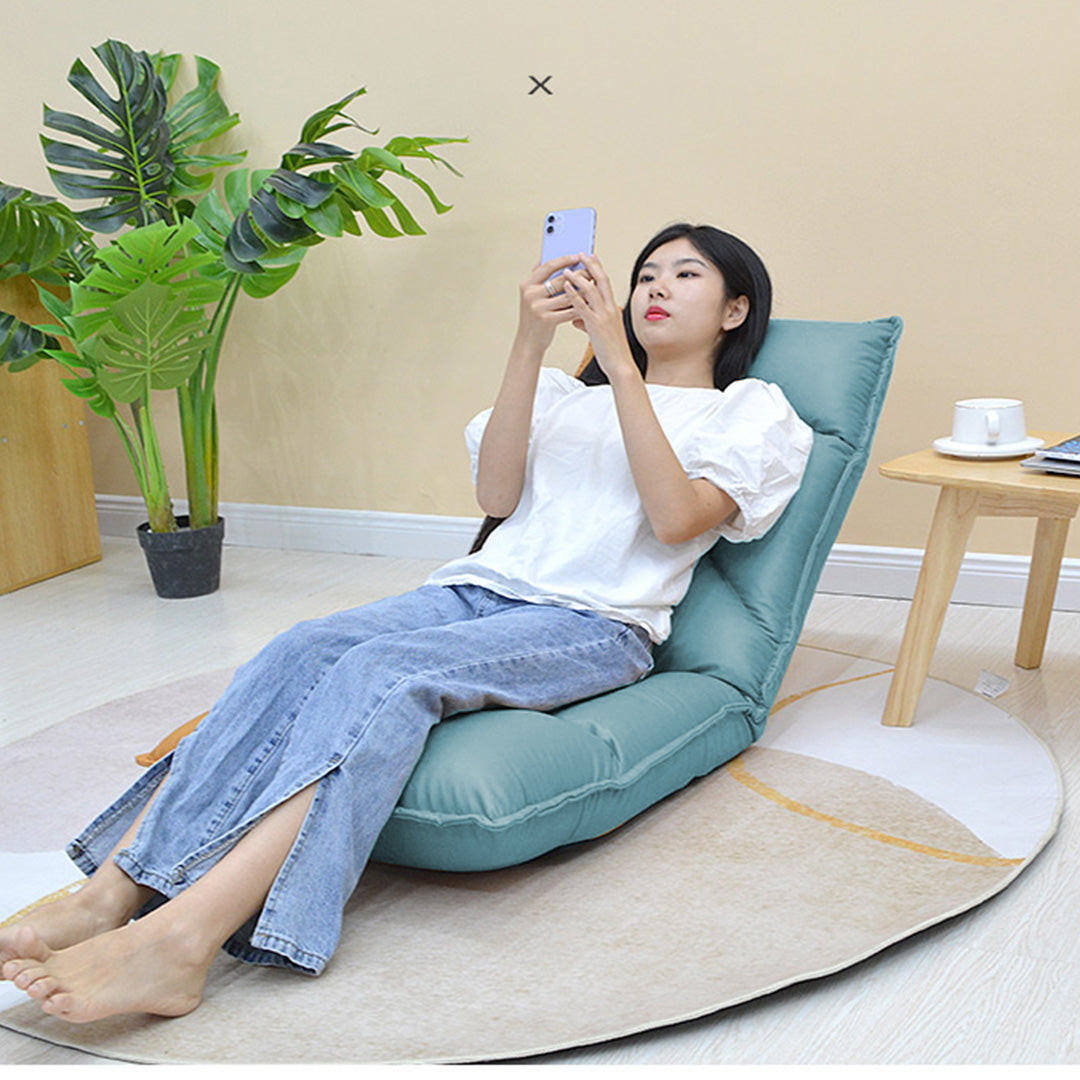 SOGA 2X Blue Lounge Recliner Lazy Sofa Bed Tatami Cushion Collapsible Backrest Seat Home Office Decor-Recliner Chair-PEROZ Accessories