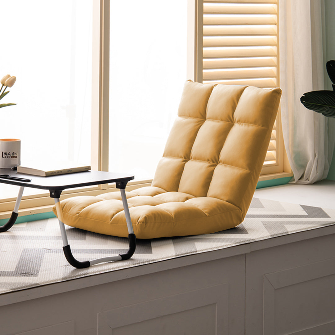 SOGA 4X Yellow Lounge Floor Recliner Adjustable Gaming Sofa Bed Foldable Indoor Outdoor Backrest Seat Home Office Decor-Recliner Chair-PEROZ Accessories