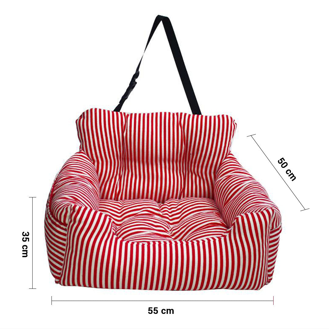SOGA Red Pet Car Seat Sofa Safety Soft Padded Portable Travel Carrier Bed-Pet Carriers & Travel Products-PEROZ Accessories
