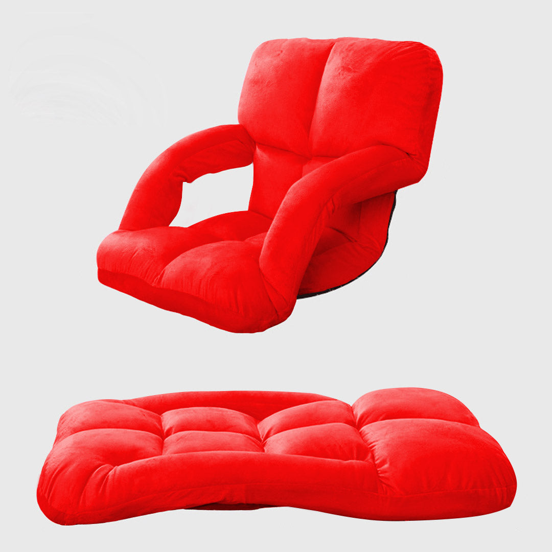 SOGA Foldable Lounge Cushion Adjustable Floor Lazy Recliner Chair with Armrest Red-Recliner Chair-PEROZ Accessories