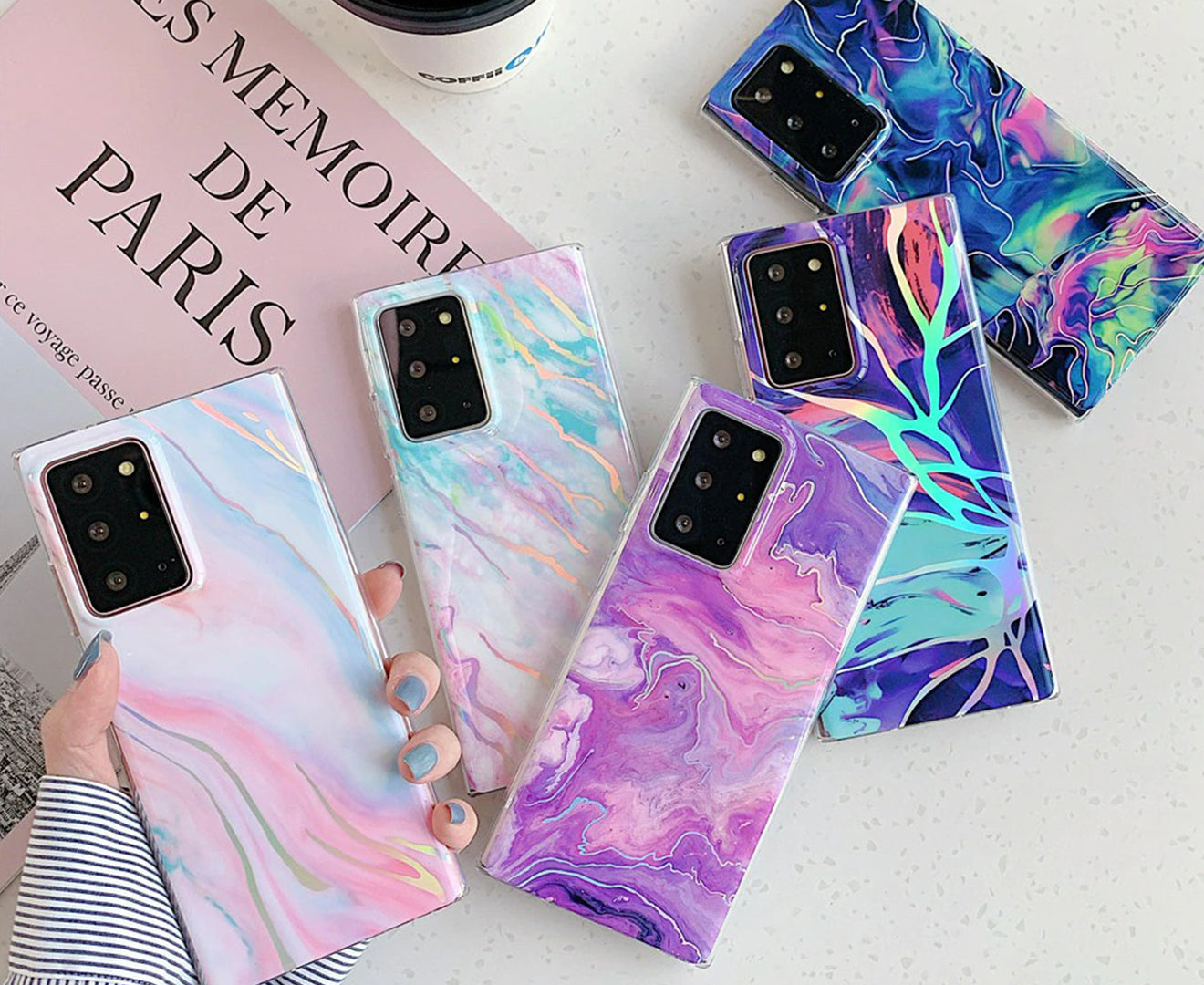 Anymob Samsung Phone Case Chic Laser Splash Marble Pattern Cover For Samsung A12 5G-Mobile Phone Cases-PEROZ Accessories