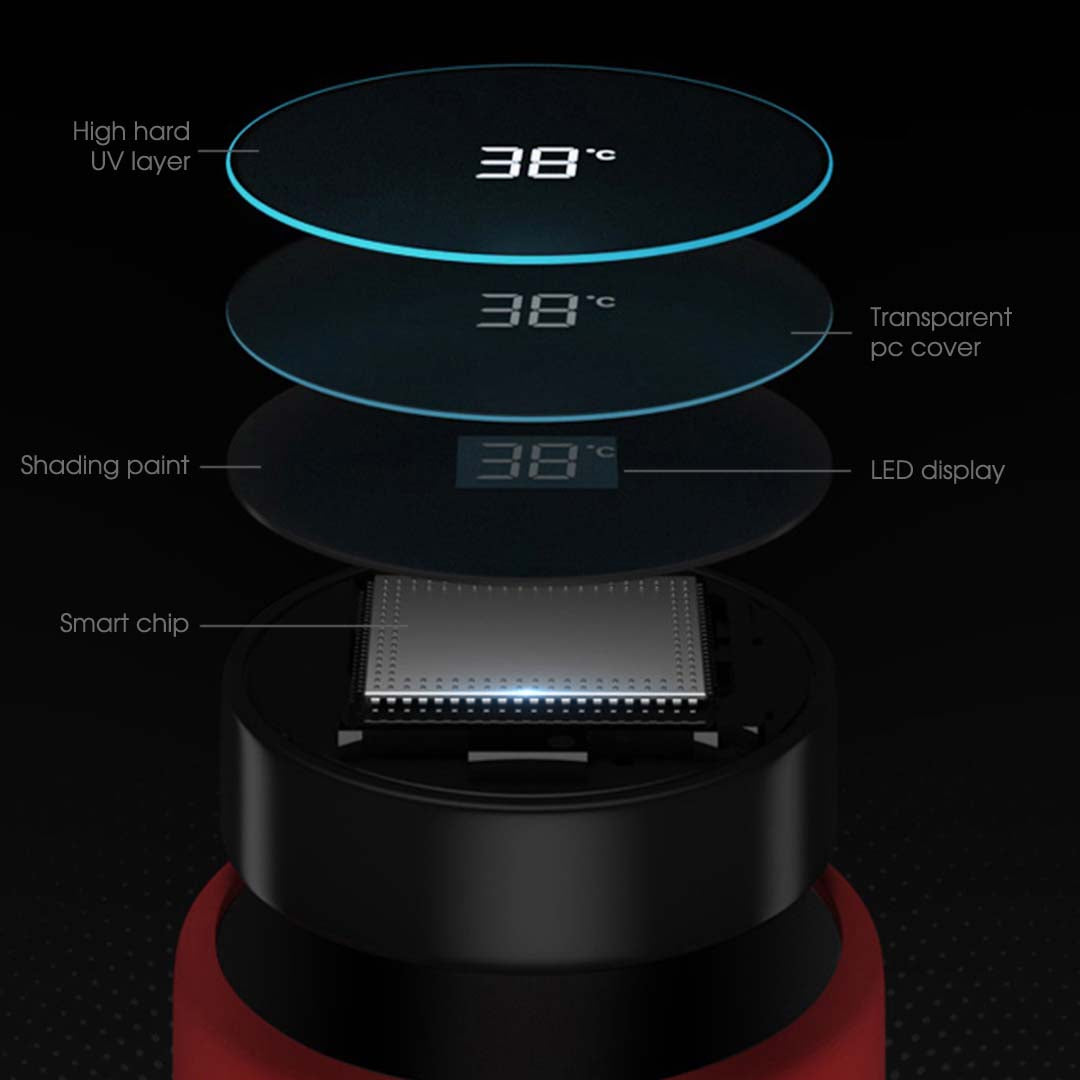 SOGA 2X 500ML Stainless Steel Smart LCD Thermometer Display Bottle Vacuum Flask Thermos Red-Smart Bottles-PEROZ Accessories