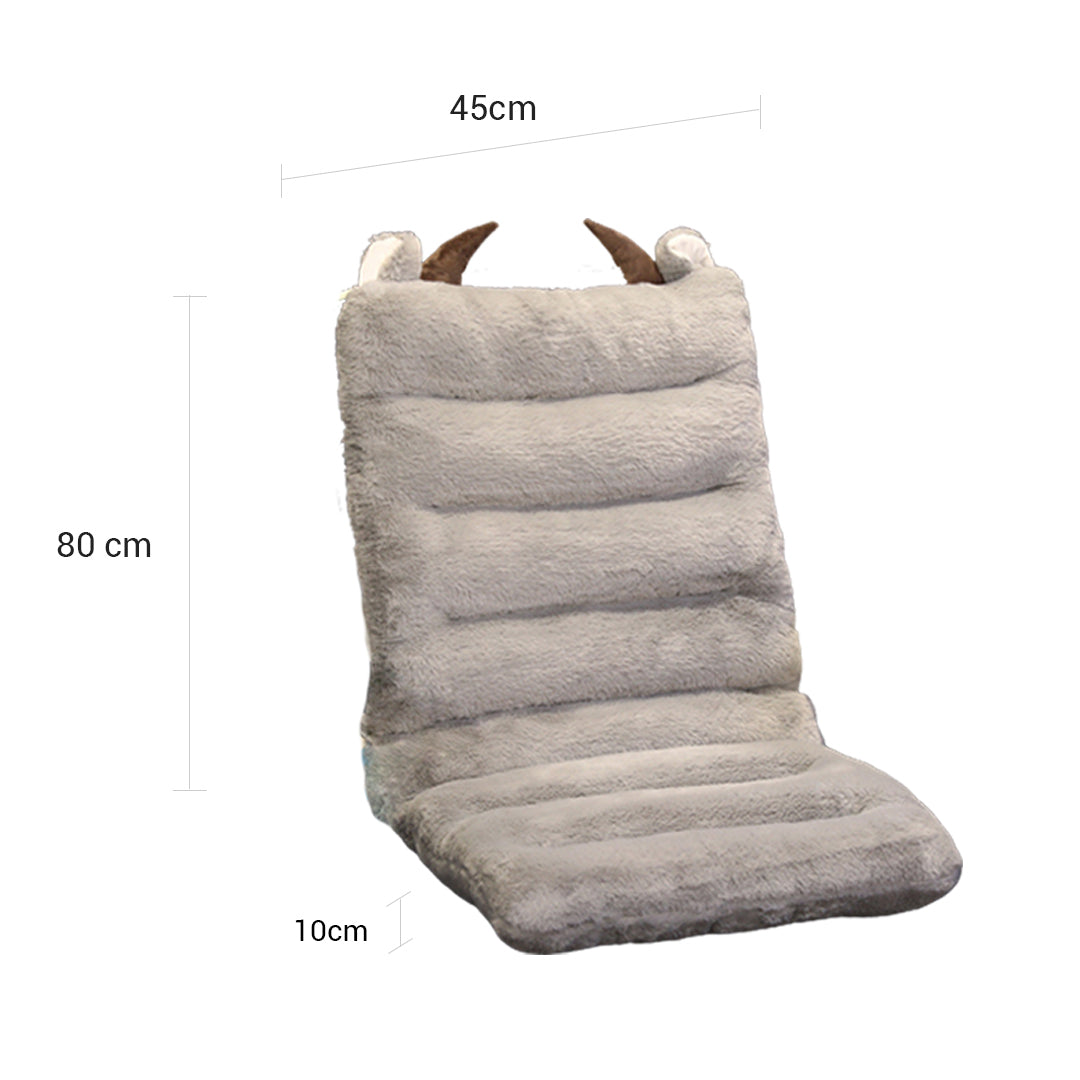 SOGA Grey One Piece Siamese Cushion Office Sedentary Butt Mat Back Waist Chair Support Home Decor With Buffalo Ears-Chair & Sofa Cushions-PEROZ Accessories