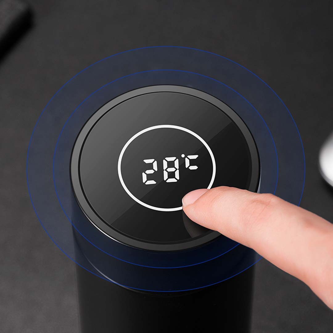 SOGA 500ML Stainless Steel Smart LCD Thermometer Display Bottle Vacuum Flask Thermos Black-Smart Bottles-PEROZ Accessories