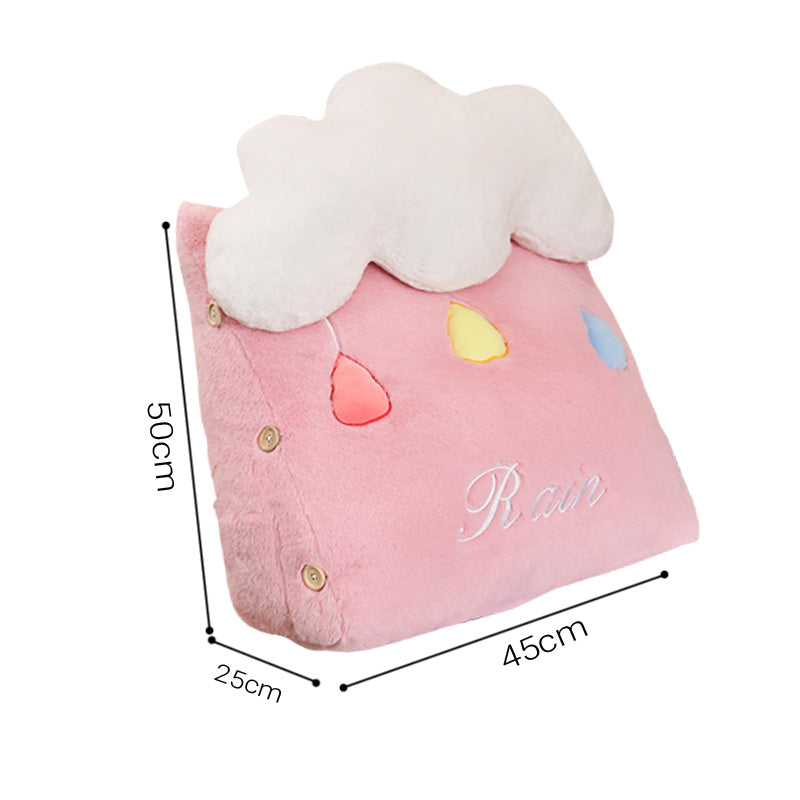 SOGA 2X Pink Cute Cloud Cushion Soft Leaning Lumbar Wedge Pillow Bedside Plush Home Decor-Chair & Sofa Cushions-PEROZ Accessories