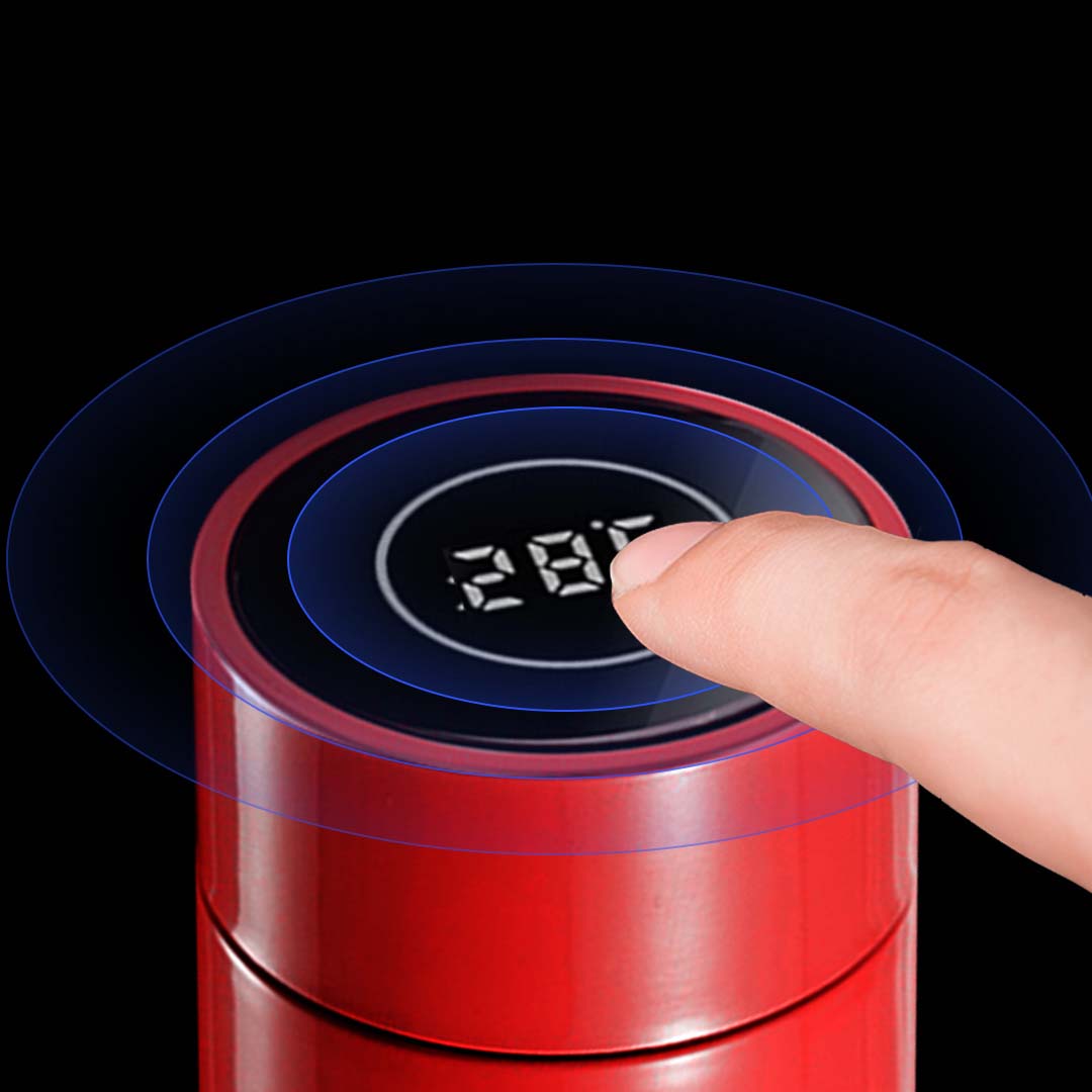SOGA 2X 500ML Stainless Steel Smart LCD Thermometer Display Bottle Vacuum Flask Thermos Red-Smart Bottles-PEROZ Accessories