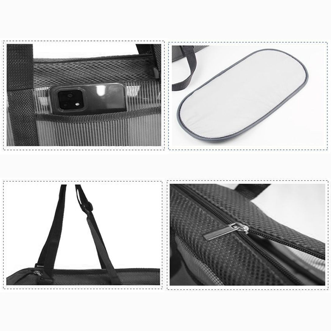 SOGA 2X Black Pet Carrier Bag Breathable Net Mesh Tote Pouch Dog Cat Travel Essentials-Pet Carriers & Travel Products-PEROZ Accessories