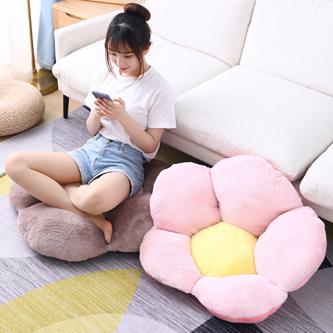 SOGA Pink Whimsical Big Flower Shape Cushion Soft Leaning Bedside Pad Floor Plush Pillow Home Decor-Chair & Sofa Cushions-PEROZ Accessories