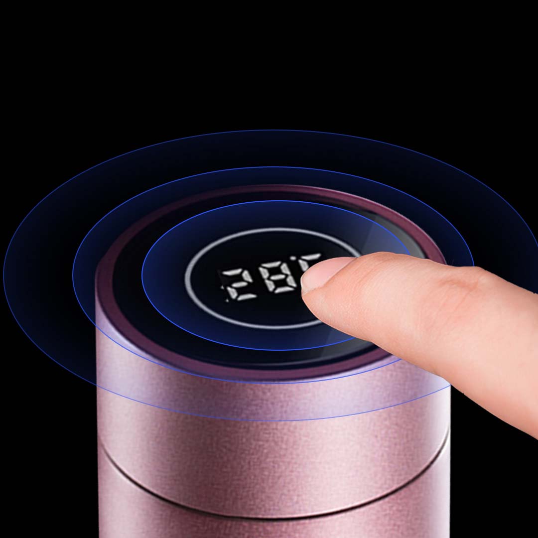 SOGA 2X 500ML Stainless Steel Smart LCD Thermometer Display Bottle Vacuum Flask Thermos Rose Gold-Smart Bottles-PEROZ Accessories