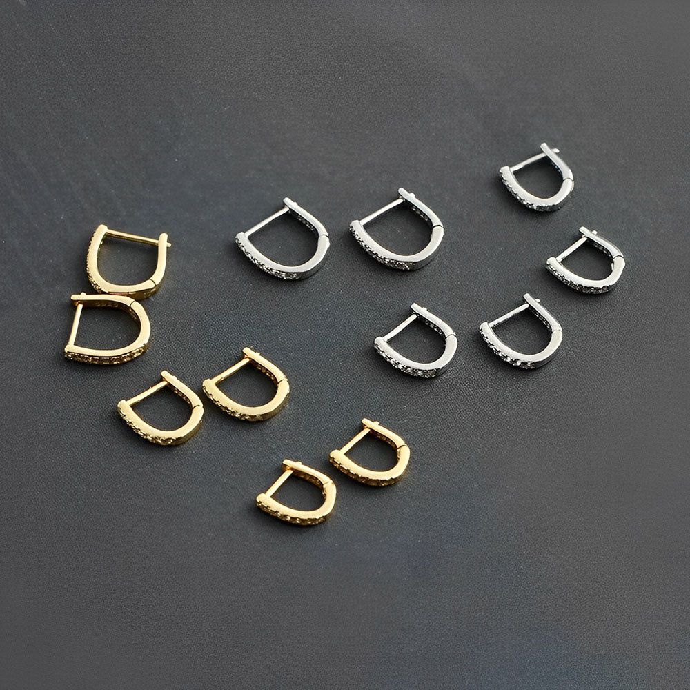 Anyco Hoop Earrings Simple Punk Pave CZ Zircon Huggies Charm Sterling Silver Women Piercing Jewelry Accessories 6mm-Earrings-PEROZ Accessories