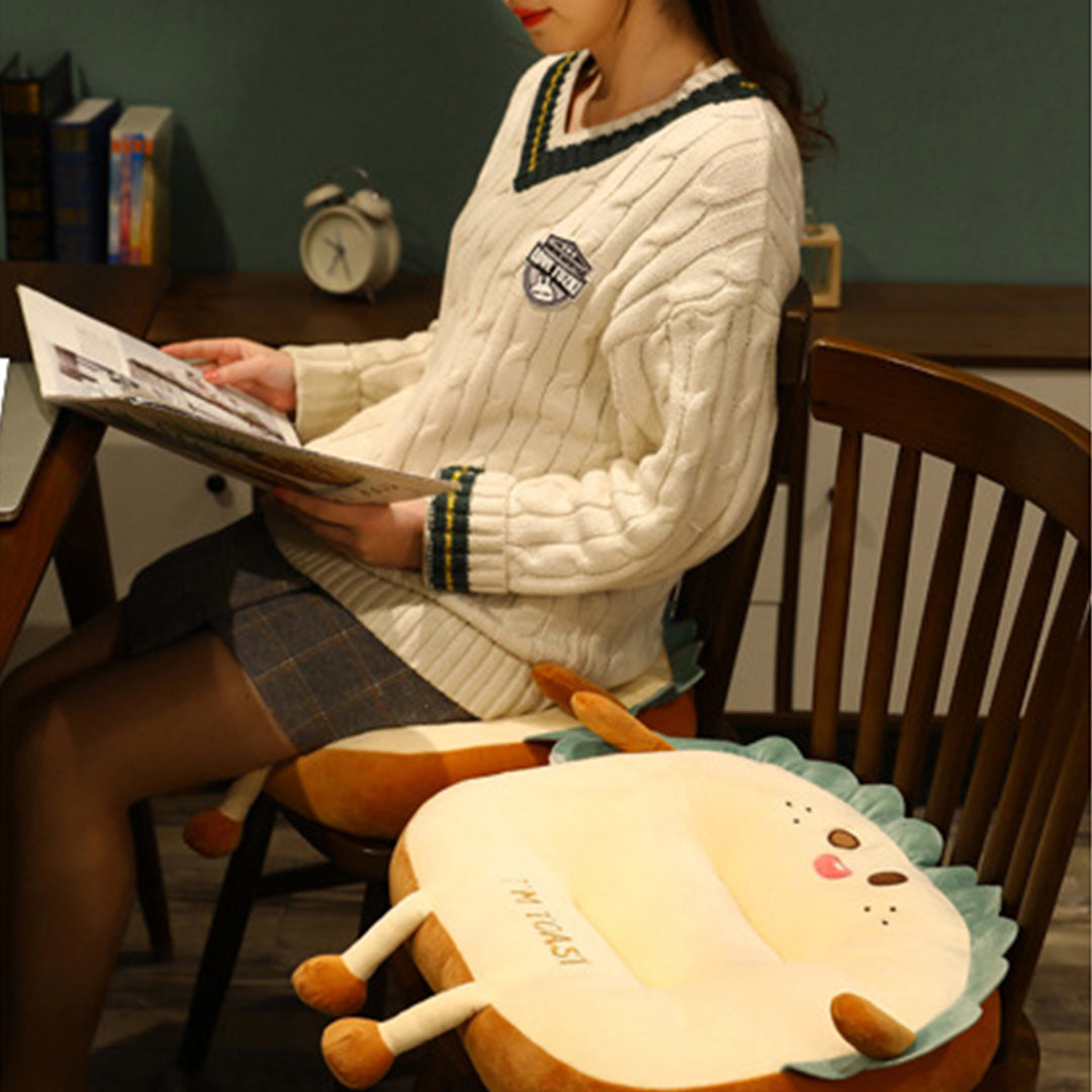 SOGA 2X Cute Face Toast Bread Cushion Stuffed Car Seat Plush Cartoon Back Support Pillow Home Decor-Chair & Sofa Cushions-PEROZ Accessories