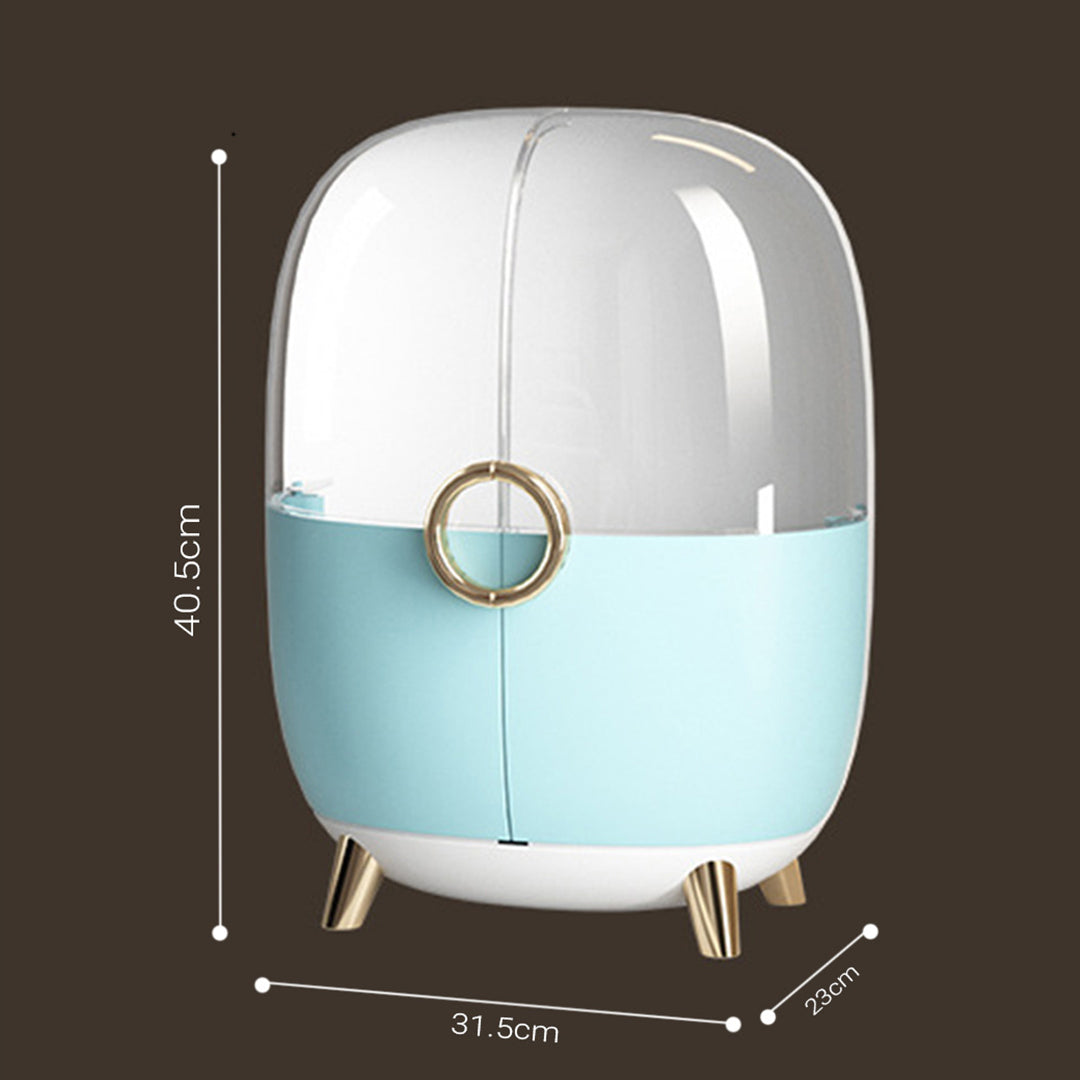 SOGA Blue Transparent Countertop Makeup Organiser Cosmetic Storage Waterproof Dustproof Bathroom Skincare Holder with Lid-Makeup Organisers-PEROZ Accessories